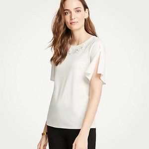 NWT Ann Taylor Floral Applique Blouse